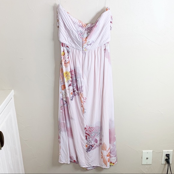 Plum Pretty Sugar - Pink Floral Strapless Midi/Maxi Dress - Picture 9 of 14